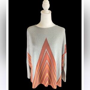 Women’s Go Couture Top, gray and orange, size L, relaxed fit